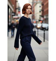 Kadın Regular Kalıp Sürdürülebilir Triko Kazak Reglan Kollu Peplum Detaylı Orta Kalınlıkta Günlük