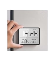 HyMark Mıknatıslı LCD Dijital Ekran 9x7 cm Pilli Mini Saat Alarm Saat Nem Göstergesi Sıcaklık Ölçer
