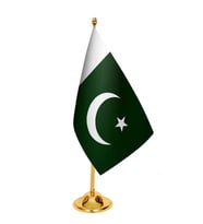 Masa Üstü Pakistan Bayrağı + Pirinç Direk Masa Bayrak Seti