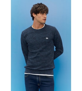 L212149400 Lee Erkek Regular Fit Normal Kesim Sıfır Yaka Triko Mavi