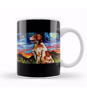 Brittany Spaniel Night Kupa Bardak Porselen