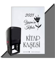 Kişiye Özel Çiçek Buketi 17 2021 Otomatik Kitap Kaşesi (Siyah)