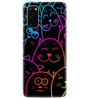 Samsung A02S A03S A10 A12 A13 A21S A22 Kılıf Desenli Silikon Neon Cats 1790