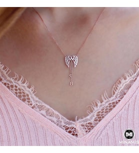 Sallantı Harfli Melek Kanadı 925 Ayar Gümüş Kolye