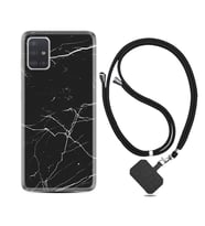 Samsung a71 A72 A73 A7 A9 2018 C7 C9 Kılıf Boyun Askılı Silikon Siyah Mermer 1299