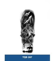 TQB-287 KIZILDERİLİ KADIN VE KURT DESEN GEÇİCİ KOL DÖVMESİ-TATTO