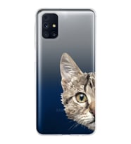 Samsung Galaxy M31s Kapak Catface Tasarımlı Şeffaf Silikon Kılıf