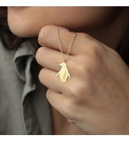 Kişiye Özel Penguen Figürlü Kolye 925K Gümüş (Gold)