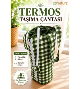 Esnature Sıvı Geçirmez Duck Kumaş Termos Taşıma Çantası 45x55 cm – Omuz Askılı Piknik ve Seyahat Çan