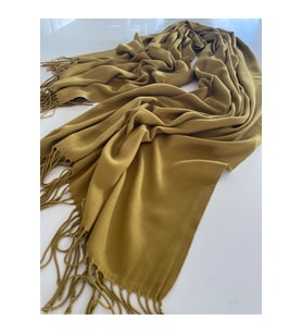 Hardal Kaşmir Yumuşak Dokulu Omuz Atkısı (Cashmere) Kışlık Kalın Şal