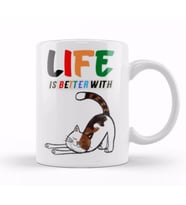 Live Is Better With Cat Funny Cat Lover Gifts For   Men Kids Kupa Bardak Porselen