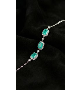 925 Ayar Paraiba Taşlı Rodyum Baget Anturaj Gümüş Bileklik