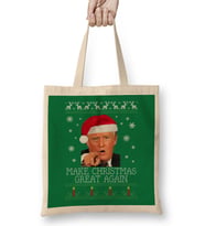 Make Christmas Great Again Donald Trump Knit Pattern Bez Çanta Uzun Saplı