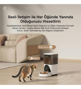 Du45L-Wq 4.5L Wi-Fi Akıllı Otomatik Mama Kabı Besleme Ünitesi (Sesli Komut+Çelik Kase+App Kontrol)