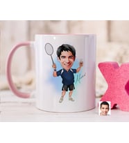 Bk Gift Kişiye Özel Badminton Karikatürlü Pembe Kupa Bardak-1, Sevgiliye Hediye, Arkadaşa Hediye