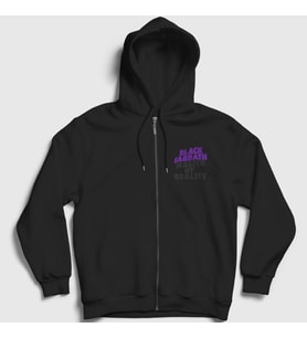Presmono Unisex Siyah Reality Black Sabbath Fermuarlı Kapüşonlu Sweatshirt 18014tt