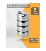 4’lü Sefer Tası 14x7 cm Yemek Taşıma Kabı Paslanmaz Çelik No 2