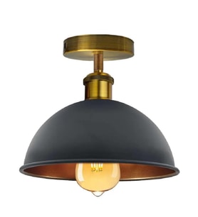 RİOLİGHT VİNTAGE,RUSTİK,RETRO SİYAH BAŞLIK ESKİTME 1XE27 DUYLU TEKLİ METAL PLOFONYER AVİZE ÇAP:23CM