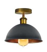 RİOLİGHT VİNTAGE,RUSTİK,RETRO SİYAH BAŞLIK ESKİTME 1XE27 DUYLU TEKLİ METAL PLOFONYER AVİZE ÇAP:23CM