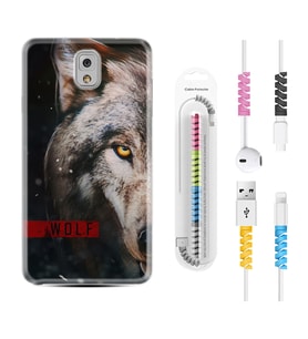 Samsung Note 3 4 5 8 9 20 Ultra 10 Lite Kılıf Kablo Koruma Spiral Silikon Wolf Eyes 1758