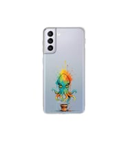 Samsung Galaxy S21 Plus ile uyumlu Splash ahtapot tasarımlı şeffaf silikon kılıf