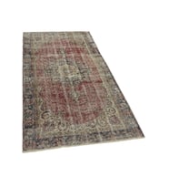 Gri Halı Salon Halısı El Dokuma Eskitme Görünümlü Göbekli Klasik Vintage Tarz Bordo Detaylı