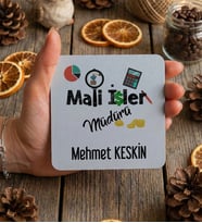 Kişiye Özel Mali İşler Müdürü Bardak Altlığı  Hediyesi (Beyaz)