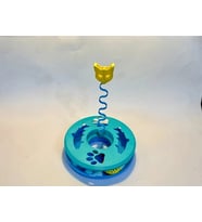 3D Baskı Kedi Ödül Bulmacası Yaylı Kedi Başlı Zeka Oyuncağı Kedi Nanesi Bölmeli Turkuaz Sarı
