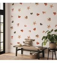 Minimalist Sonbahar Soyut Çiçek Boho Tarzı Kabuğu Ve Sopa Suluboya Duvar Sticker  (Karışık)