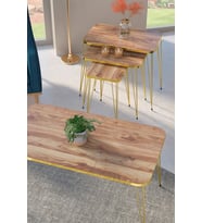 Zigon Sehpa Kr Ve Orta Sehpa Kr Set Gold Ceviz Tel 1108