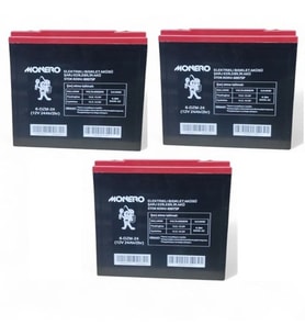 MONERO 12V-24 AMPER DİK E-BIKE AKÜ 3'LÜ PAKET (20 amper ebatları ile aynı) EBATLAR: 180 x 78 x 170mm