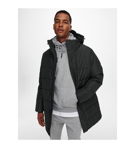 Only & Sons Erkek Uzun Kapitone Mont - 22020156 (Siyah)