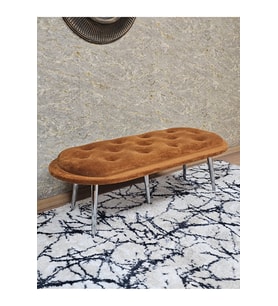 Ufo Oturak Bench - Krom Kaplama Sivriltme Ayak - Oturak - Bench - Puf - Yatak Ucu Pufu Turuncu Renk 100 x 50 Boyut/Ebat (Çok Renkli)