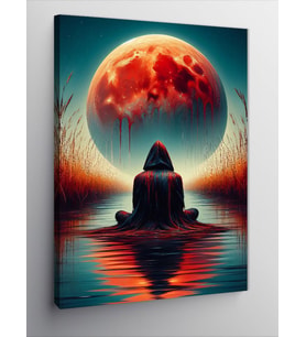 Kanvas Tablo Ay Manzarasında Meditasyon