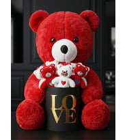 Sevgiliye Romantik Hediye 55 cm Kırmızı Peluş Ayı ve 15'li Yavru Ayıcıklı Love Kutu Seti