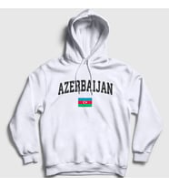 Presmono Unisex Beyaz Bayrak Flag V2 Azerbaycan Azerbaijan Kapüşonlu Sweatshirt 536670tt (Beyaz)