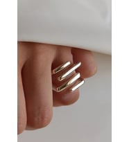 Özel Seri Volt Ring Tasarım Asimetrik Çizgi Detaylı Numaralı Kadın Çelik Yüzük