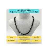 SERTİFİKALI Göz Akik Doğal Taş 6mm Makrome Kolye 45cm- 55cm Ayarlanabilir Ölçü