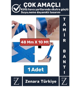 Ultra Güçlü Suya Neme Dayanıklı Çok Amaçlı Onarım Kırık Tamir İzolasyon Bantı Mavi 48 Mmx10 Metre
