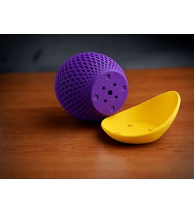 3D Baskı Küre Saksı - Kafes Dokulu İki Parçalı Dekoratif Saksı - Mor-Sarı