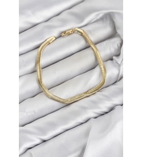 CM Yassı Yılan Zincir Model Gold Renk Pirinç Kadın Bileklik TJ-BB8597
