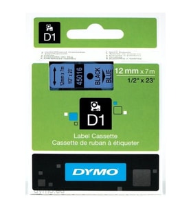 Dymo D1 Şerit Standart 12 Mm x 7 Metre Mavi Üzerine Siyah Şerit