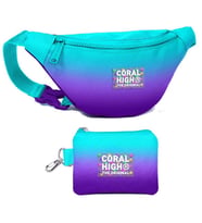 Coral High Erkek Çocuk Turkuaz Mor Renk Geçişli Desenli Bel Çantası ve Bozuk Para Cüzdanı Set