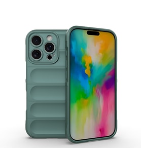 Lexroo iPhone 16 Pro Kılıf Esnek TPU Oyuklu Arka Yüzey Tasarımlı Etnik Silikon Kılıf - Koyu Yeşil