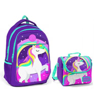 Coral High Kız Çocuk Mavi Unicorn Okul Sırt Çantası ve Beslenme Çantası