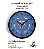 İsme Özel Araba Çocuk Odası Duvar Saati Orta Boy 30 cm Siyah Camlı Sessiz