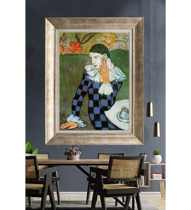 Tablore Pablo Picasso Arleken Palyaço Portresi Çerçeveli Kanvas Tablo Modern Duvar Dekoru