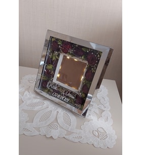 25x25 cm Gümüş Kaplı Çerçeve! Ayna Fotoğraf Çerçevesi!(Fotoğraf Hediye)