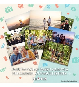 10 adet 13x18 resim baskı+60’lık 13x18cm Fotoğraf Albümü hediye