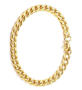 Gurmet Altın Kaplama Çelik Unisex Bileklik Zincir 6 mm H081BS (Sarı)